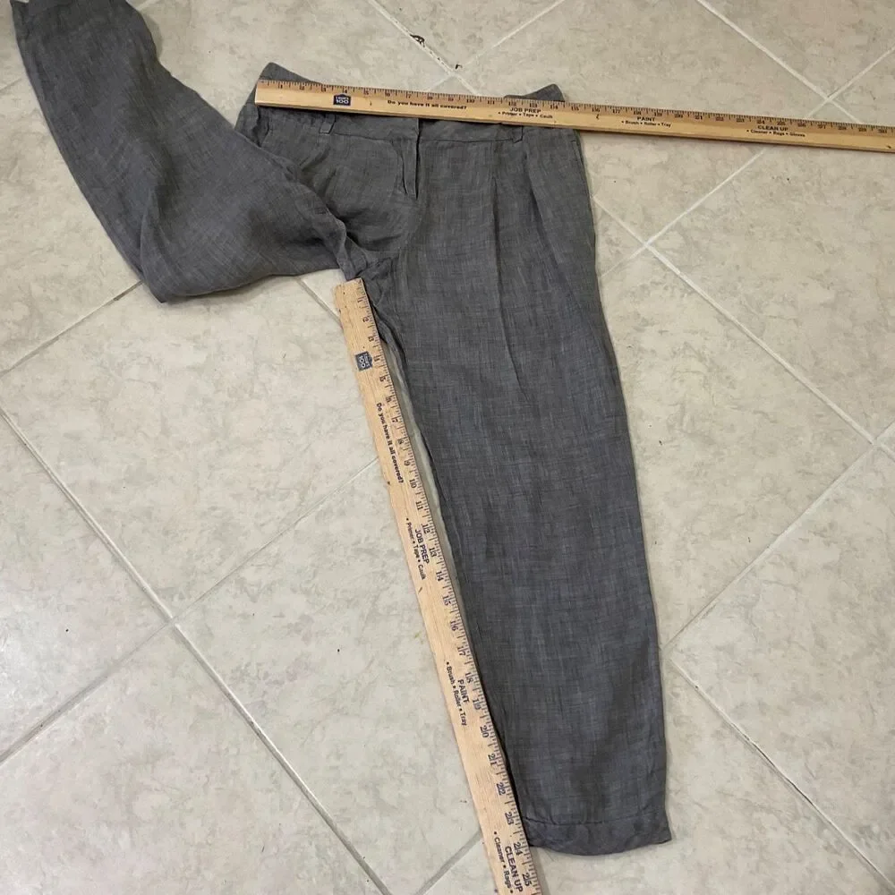 Zara Basic Flax Trouser pants women’s size M Gray Pockets